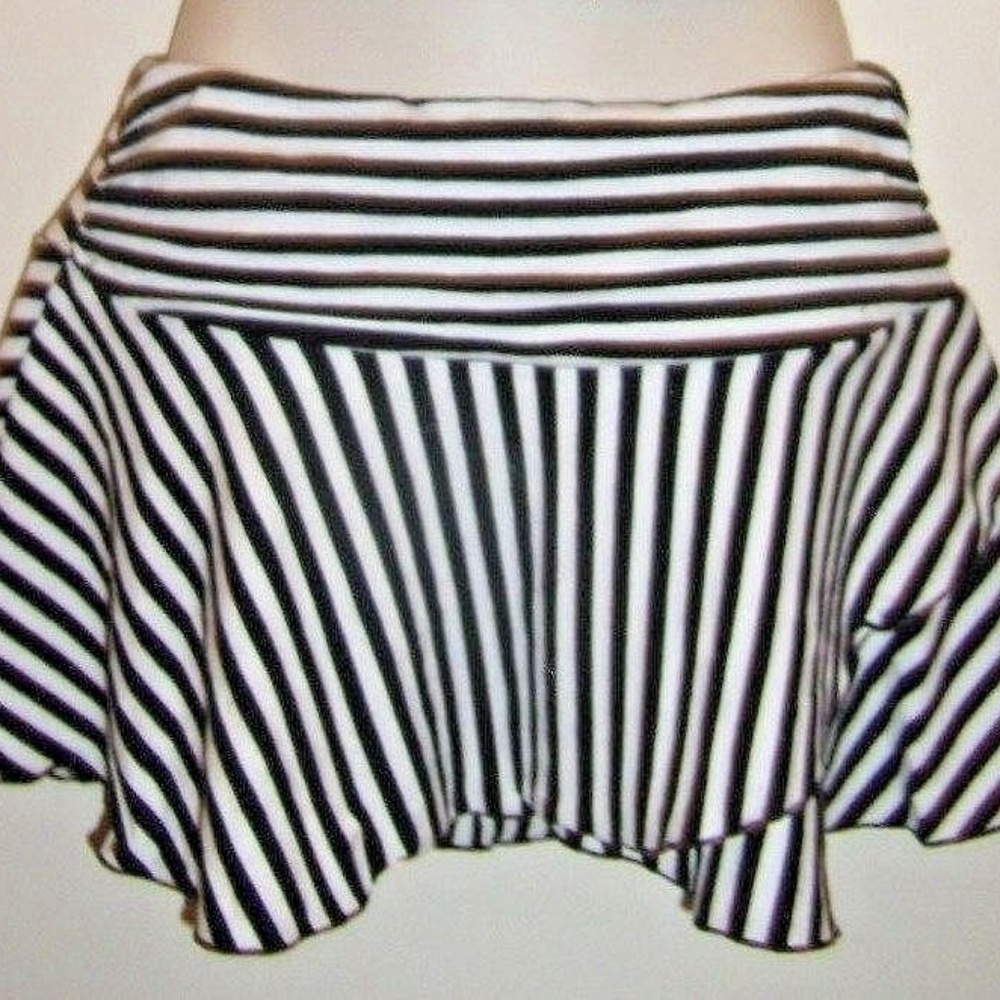 Flared Striped Elastic Waist Fun Summer Hip Hugger Mini Sexy Skirt